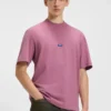 Cotton-jersey T-shirt with blue logo patch