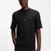 Cotton-jersey T-shirt with blue logo patch