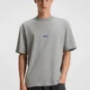 Cotton-jersey T-shirt with blue logo patch