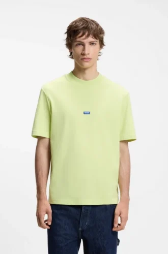 Cotton-jersey T-shirt with blue logo patch