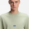 Cotton-jersey T-shirt with blue logo patch