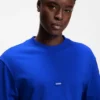 Cotton-jersey T-shirt with blue logo patch