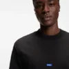 Cotton-jersey T-shirt with blue logo patch