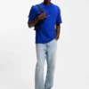 Cotton-jersey T-shirt with blue logo patch
