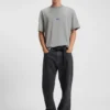 Cotton-jersey T-shirt with blue logo patch