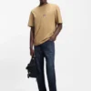 Cotton-jersey T-shirt with blue logo patch