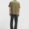 Cotton-jersey T-shirt with blue logo patch