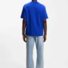 Cotton-jersey T-shirt with blue logo patch