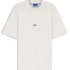 Cotton-jersey T-shirt with blue logo patch