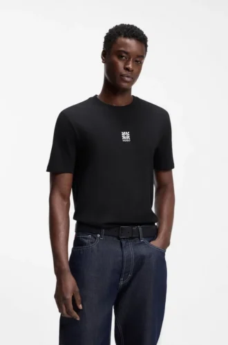 Cotton-jersey T-shirt with embroidered logo artwork
