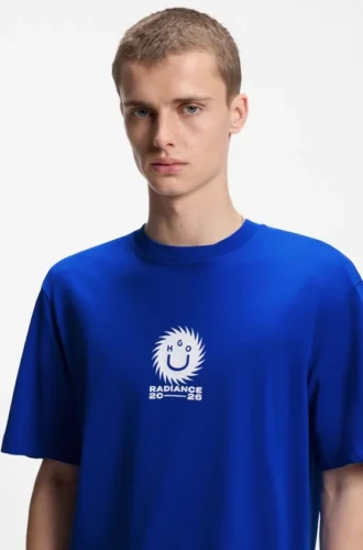 Cotton-jersey T-shirt with Happy HUGO artwork Cotton-jersey T-shirt with Happy HUGO artwork