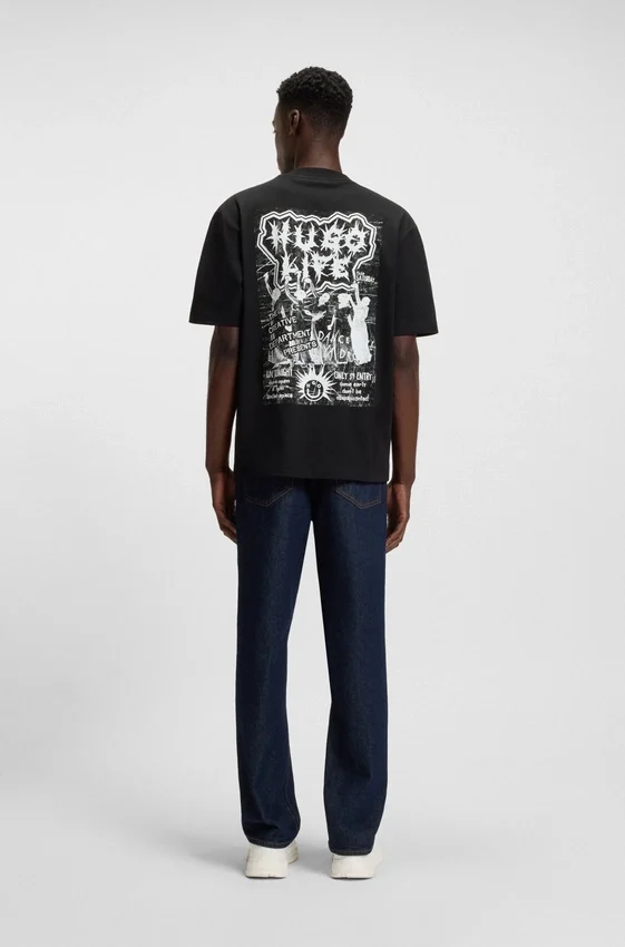 Cotton-jersey T-shirt with Happy HUGO artwork Cotton-jersey T-shirt with Happy HUGO artwork