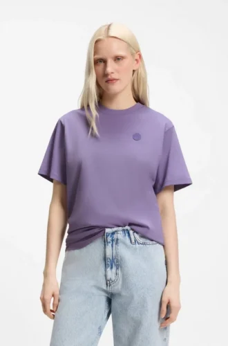 Cotton-jersey T-shirt with Happy HUGO logo