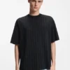 Cotton-jersey T-shirt with Happy HUGOs and stripe Cotton-jersey T-shirt with Happy HUGOs and stripe