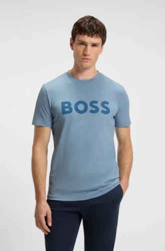 Cotton-jersey T-shirt with large logo print
