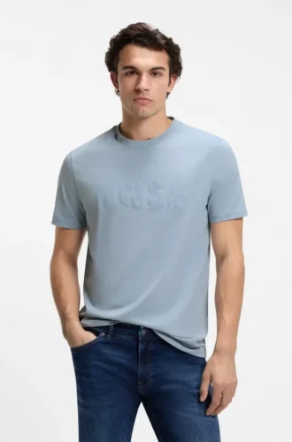 Cotton-jersey T-shirt with large logo print