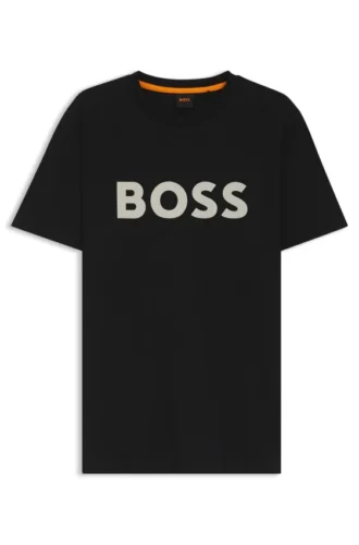 Cotton-jersey T-shirt with large logo print