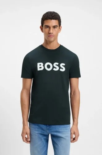 Cotton-jersey T-shirt with large logo print