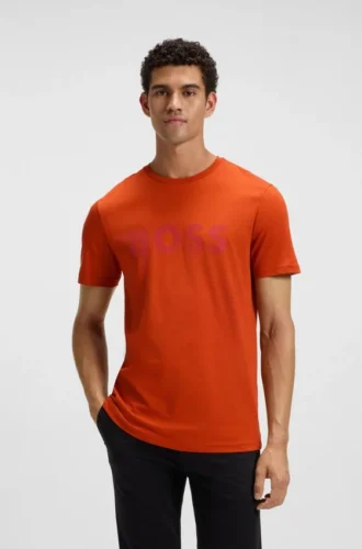 Cotton-jersey T-shirt with large logo print