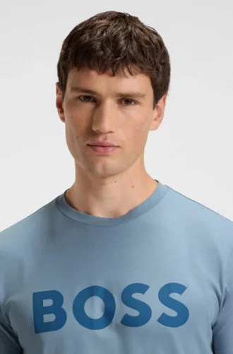 Cotton-jersey T-shirt with large logo print