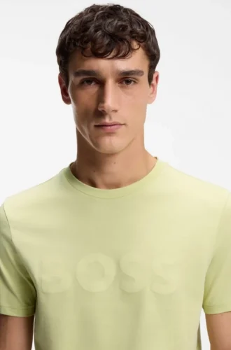 Cotton-jersey T-shirt with large logo print