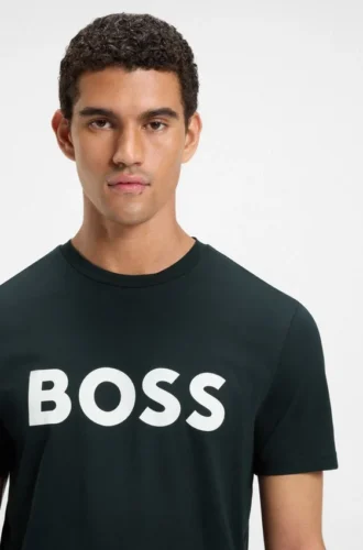 Cotton-jersey T-shirt with large logo print