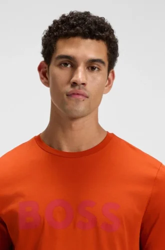 Cotton-jersey T-shirt with large logo print