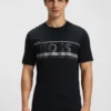 Cotton-jersey T-shirt with logo and stripe