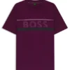 Cotton-jersey T-shirt with logo and stripe
