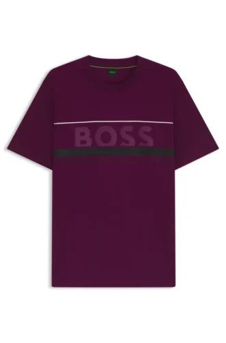 Cotton-jersey T-shirt with logo and stripe