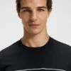 Cotton-jersey T-shirt with logo and stripe