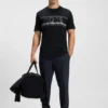 Cotton-jersey T-shirt with logo and stripe