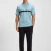 Cotton-jersey T-shirt with logo and stripe