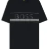 Cotton-jersey T-shirt with logo and stripe