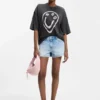 Cotton-jersey T-shirt with melted-effect Happy HUGO print