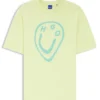 Cotton-jersey T-shirt with melted-effect Happy HUGO print