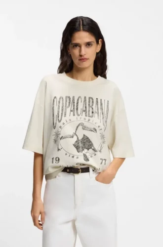 Cotton-jersey T-shirt with printed artwork