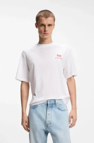 Cotton-jersey T-shirt with printed artwork