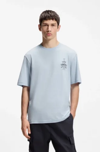 Cotton-jersey T-shirt with printed artwork