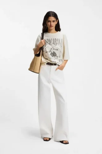 Cotton-jersey T-shirt with printed artwork