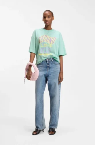 Cotton-jersey T-shirt with printed artwork