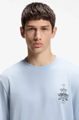 Cotton-jersey T-shirt with printed artwork