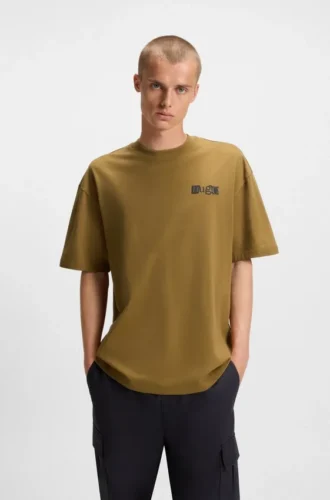 Cotton-jersey T-shirt with puff-print logo