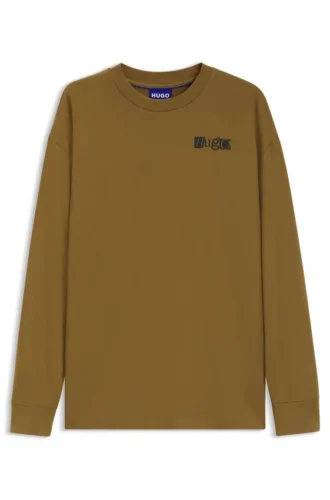 Cotton-jersey T-shirt with puff-print logos