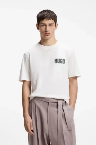 Cotton-jersey T-shirt with rear graphic