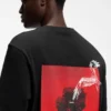Cotton-jersey T-shirt with rear graphic