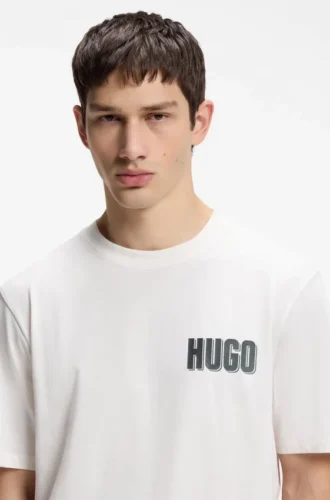 Cotton-jersey T-shirt with rear graphic
