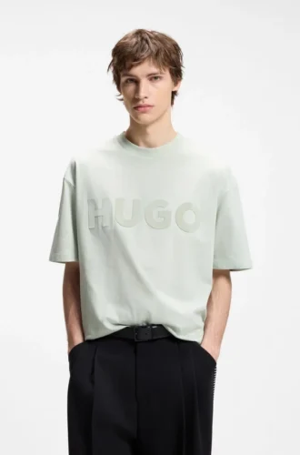 Cotton-jersey T-shirt with reflective logo