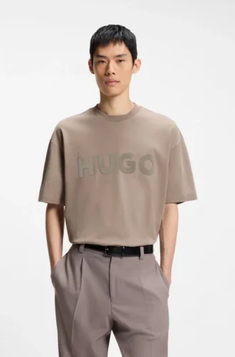 Cotton-jersey T-shirt with reflective logo