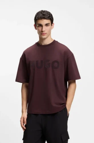 Cotton-jersey T-shirt with reflective logo